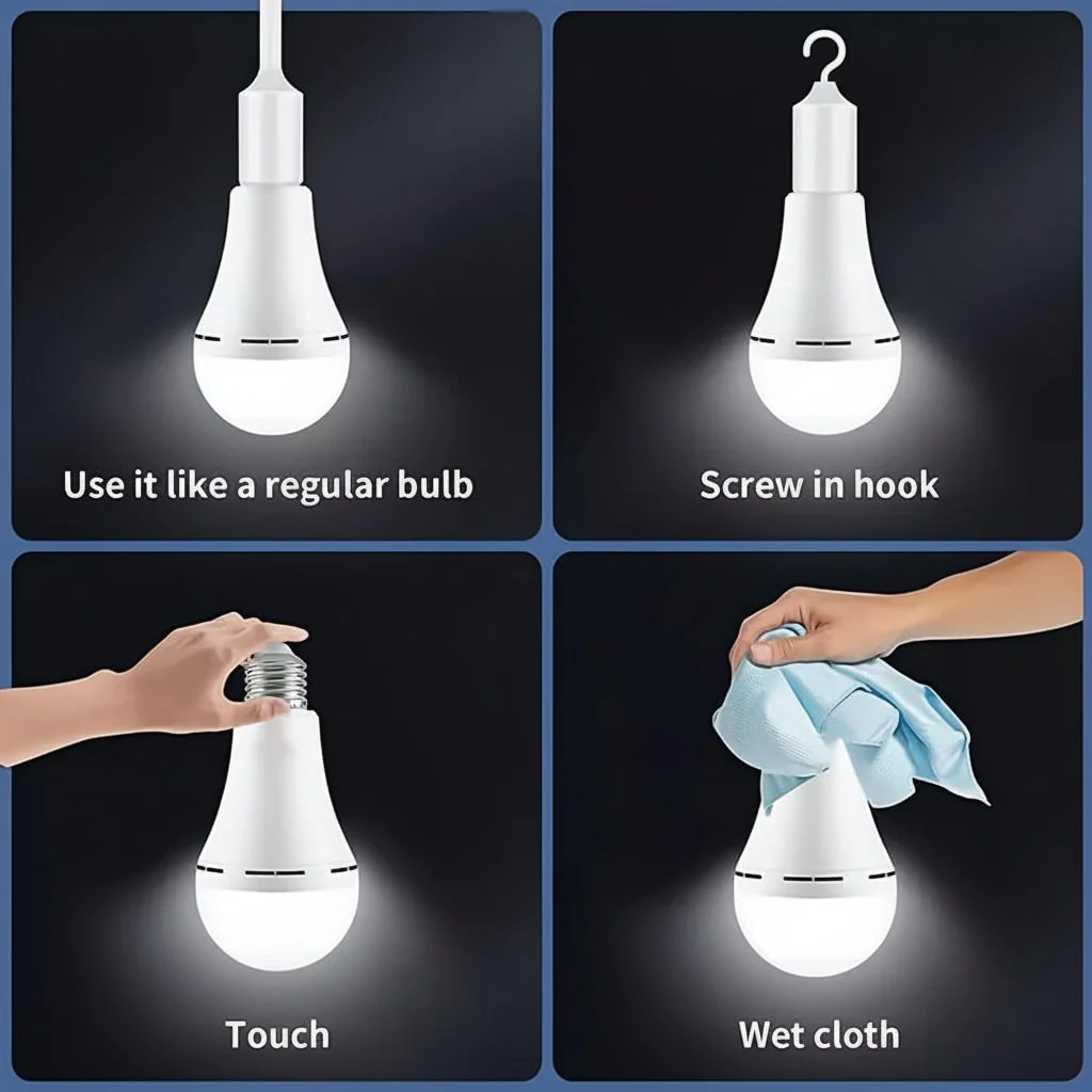 Battery-Powered Light Bulb Emergency Portable Hook Design - Image 6